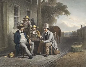 Sidewalk Prints: Canvassing for a Vote, 1853, hand-colored engraving by Regnier
