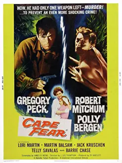 Bergen Prints: CAPE FEAR, US poster art, Gregory Peck, Polly Bergen, Lori Martin, Robert Mitchum, 1962