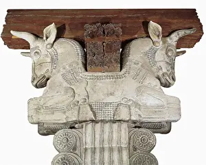 6th C Prints: Capital depicting bulls. 6th c