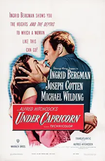 Ingrid Prints: UNDER CAPRICORN, from left: Ingrid Bergman, Joseph Cotten on poster art, 1949
