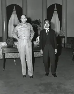 Hirohito Prints: Capt. Gaetano Faillace's photo of a dominatingly tall MacArthur next to smaller Japanese Emperor