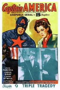 Booth Prints: CAPTAIN AMERICA, US poster, top from left: Dick Purcell, Lorna Gray, 1944