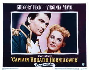 Images Dated 30th March 2016: CAPTAIN HORATIO HORNBLOWER, US lobbycard, from left: Gregory Peck, Virginia Mayo, 1951
