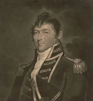 Ribbon Prints: Captain Isaac Hull, mezzotint engraving after Gilbert Stuart portrait, 1813