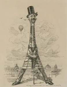Worlds Fair Prints: Caricature of Gustav Eiffel in the form of the Eiffel Tower