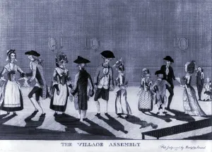 Images Dated 9th June 2008: Caricature of stately dance performed at a British village assembly. 1776
