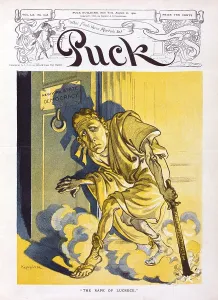 Hearst Prints: Caricature of William Randolph Hearst as a villain of 'Yellow Journalism'. 1906