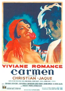 Rose Prints: CARMEN, French poster, from left: Viviane Romance, Jean Marais, 1945