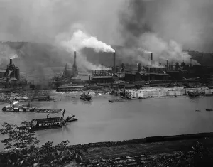 Metals Prints: Carnegie furnaces, at Braddock, Pennsylvania, on the Monongahela River. 1905