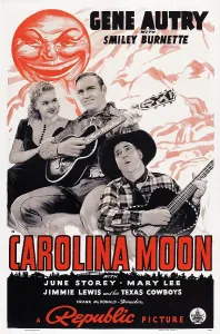 Autry Prints: CAROLINA MOON, US poster, from left: June Storey, Gene Autry, Smiley Burnette, 1940