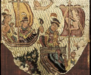 Persians Prints: Carpet with scene of navigation (17th c)