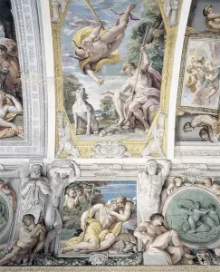 CARRACCIAgostino (1557-1602); CARRACHEAnnibale. The Galleria Farnese. 1597-1602. ITALY. Rome. Farnese Palace. Paris and Mercury. Baroque art. Fresco