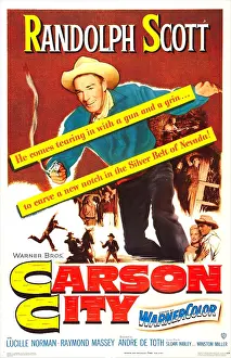 Films By Andre De Toth Prints: CARSON CITY, US poster, Randolph Scott, 1952