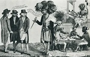 Drawings Prints: Cartoon of 1799 shows the Hydra-headed French government demands money from American commissioners to France