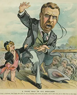 Governor Prints: Cartoon of NY Governor Theodore Roosevelt speaking with animation but not restraint