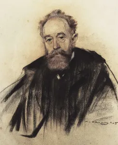 CASAS i CARBO, Ramn (1866-1932). Portrait of Aureliano de Beruete. 1905. Modernism. Drawing. SPAIN. Barcelona. National Art Museum of Catalonia