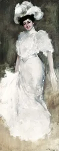 CASAS i CARBO, Ramn (1866-1932). White Figure. Modernism. Oil on canvas. SPAIN. El Vendrell. Pau Casals House Museum. AISA/Everett Collection**US SALES ONLY**