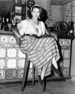 Peasant Blouse Prints: CASBAH, Yvonne De Carlo, on-set between takes, 1948