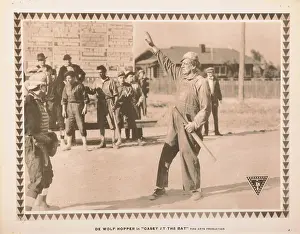 Overalls Prints: CASEY AT THE BAT, US lobbycard, DeWolf Hopper (right), 1916