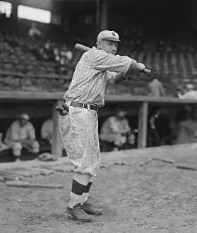 Batting Prints: Casey Stengel, in a batting pose in Brooklyn Dodgers uniform, 1916 (BSLOC_2018_3_172)