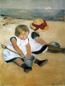 CASSATT, Mary Stevenson (1845-1926). Children Playing on the Beach. 1884. Impressionism. Oil on canvas. UNITED STATES OF AMERICA. Washington. National Gallery of Art