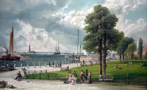 Images Dated 14th November 2008: Castle Garden, New York, showing Bartholdi's Statue of Liberty
