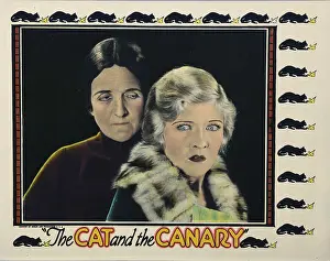 Fur Collar Prints: THE CAT AND THE CANARY, lobbycard, from left: Martha Mattox, Laura La Plante, 1927
