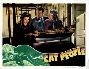 Simon Prints: CAT PEOPLE, from left, Simone Simon, Kent Smith, Jane Randolph, 1942