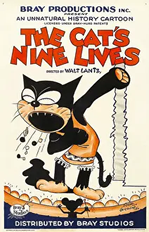 Animated Prints: THE CAT'S NINE LIVES, cartoon animation poster art, 1926
