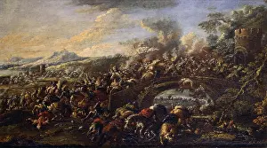 Village Prints: Cavalry battle on a bridge, by Pietro Graziani