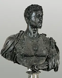 CELLINI, Benvenuto (1500-1571). Bust of Cosimo I. 1545. Renaissance art. Cinquecento. Sculpture on bronze. ITALY. Florence. Bargello National Museum