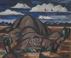 Rocks Prints: CEMETERY, NEW MEXICO, by Marsden Hartley, 1924, American painting, oil on canvas