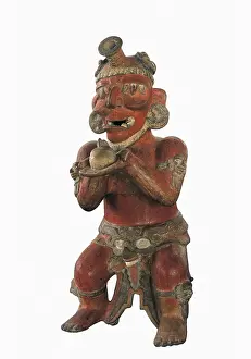 Pre Columbian Prints: Censer. Representation of the god of sacrifice and war