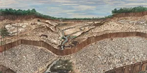 Armies Prints: The central section of Thomas O'Dea's drawing of the Andersonville Prison