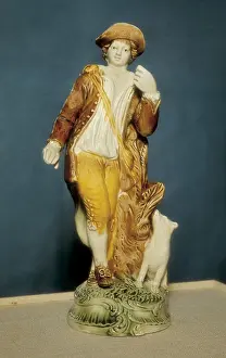 Shepherdess Prints: Ceramics of Burslem (1770). Figure of a shepherd made by Ralph Wood