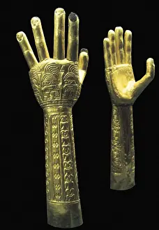 Jewel Prints: Ceremonial gold hands with embossed decoration