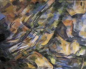 CEZANNE, Paul (1839-1906). Rocks near the Caves below the Chateau Noir. ca. 1904. Left detail. Post-Impressionism. Oil on canvas. FRANCE. Paris. Muse d'Orsay (Orsay Museum)