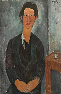 Open Collar Prints: Chaim Soutine, by Amedeo Modigliani, 1917, Italian painting, oil on canvas