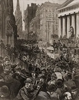 Stock Market Prints: Chaotic scene on Wall Street, NYC on May 14