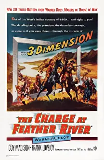 Native American Prints: THE CHARGE AT FEATHER RIVER, US poster art, Guy Madison, 1953
