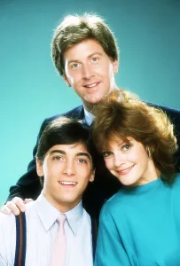 James Prints: CHARLES IN CHARGE, from left: Scott Baio, James Widdoes, Julie Cobb, 1984, 1984-1990
