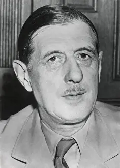 Degaulle Prints: Charles de Gaulle, the self proclaimed leader of Free French after France's armistice with Germany in 1940