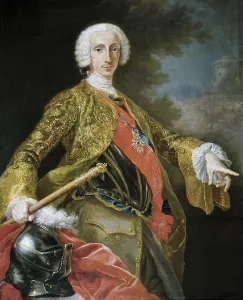 Golden Fleece Prints: CHARLES III (1716-1788). Portrait with helmet and sceptre