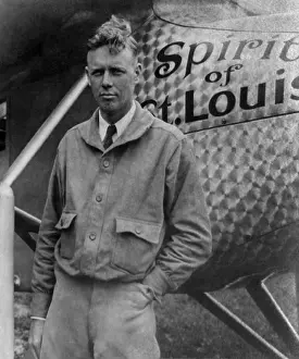 Non Stop Prints: Charles Lindbergh, at Le Bourget Airport, Paris, next to Spirit of St. Louis, May 31, 1927