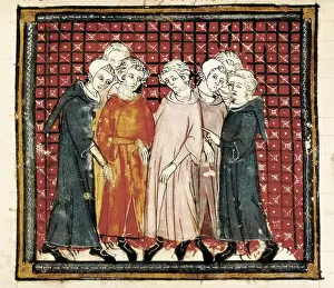 Miniatures Prints: CHARLES MARTEL (688-741). Illustration the 'The Great Chronicles of France' (14th c)