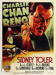 Charlie Chan Prints: CHARLIE CHAN IN RENO, (aka CHARLIE CHAN A RENO), Sidney Toler on French poster art, 1939