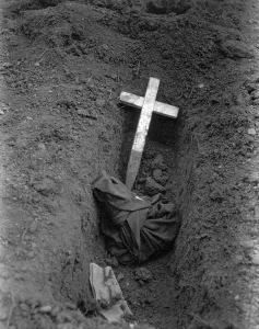 Lcgr1309 Prints: Charred remains of an American POW captured at Bataan by Japanese in May 1942