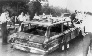 Goodman Prints: Charred remains of station wagon driven by missing civil rights workers
