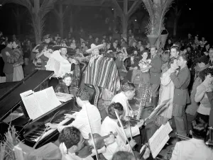Orchestra Prints: Charro Days fiesta. Dance at El Rancho Grande, Brownsville, Texas. 1942
