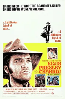 Jbp10ma28 Prints: CHARRO!, bottom left: Elvis Presley on poster art, 1969